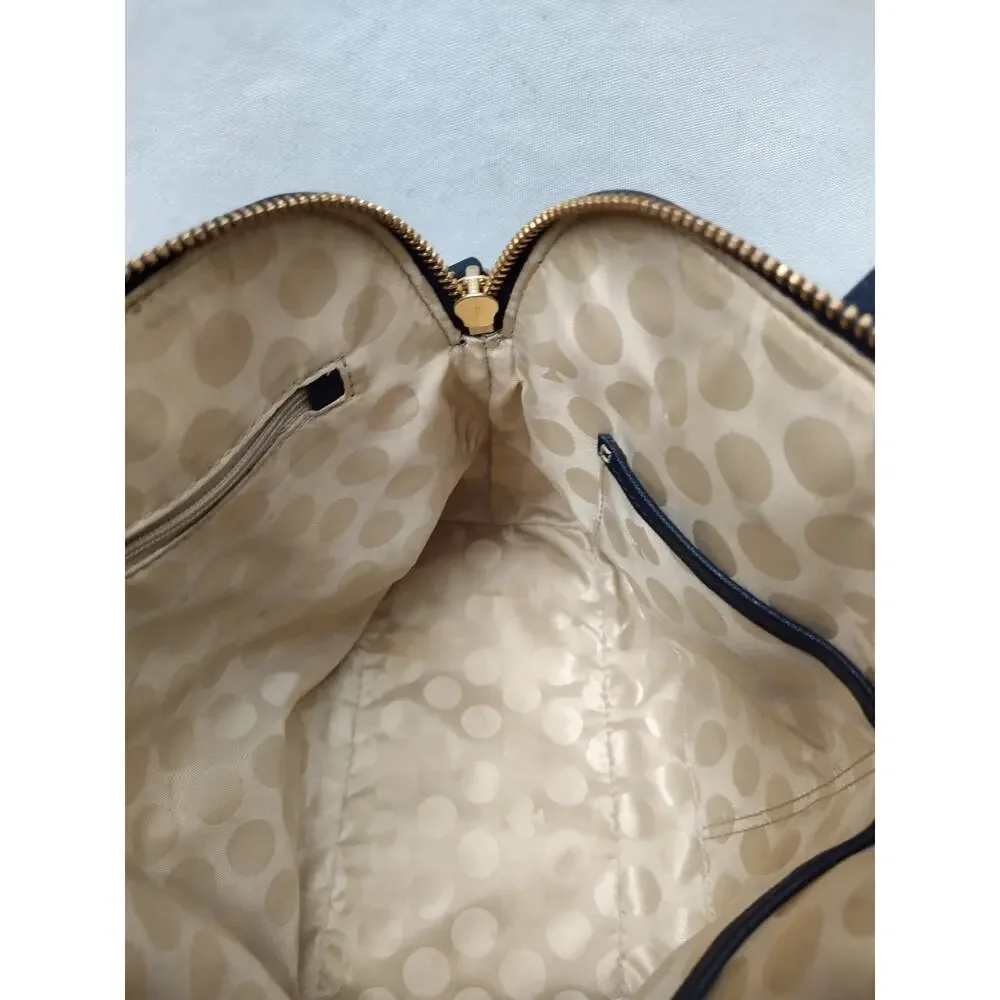 Kate Spade New York Midnight Blue Leather Double Handles Zipper Satchel Bag